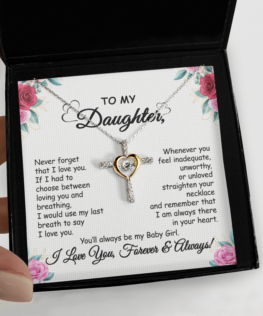 Necklace with Message Card | Gift for daughter | Cross with zirconia &amp; gift box