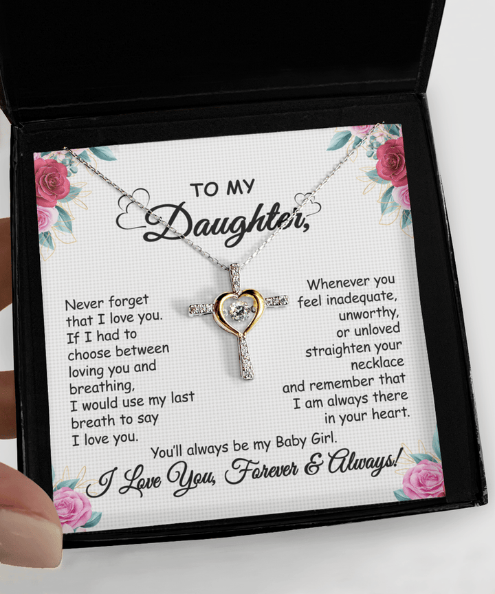 Necklace with Message Card | Gift for daughter | Cross with zirconia &amp; gift box