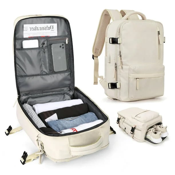 Reiserucksack Damen 35 L | Wasserabweisend mit Laptopfach, Schuhfach und USB-Anschluss SEO-Beschreibung:
