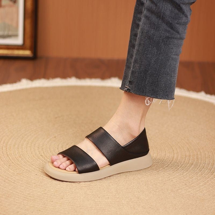 Damen Echtleder Sandalen | Slip-On Sommerschuhe mit rutschfester Sohle &amp; ergonomischem Design | KlammRiemen