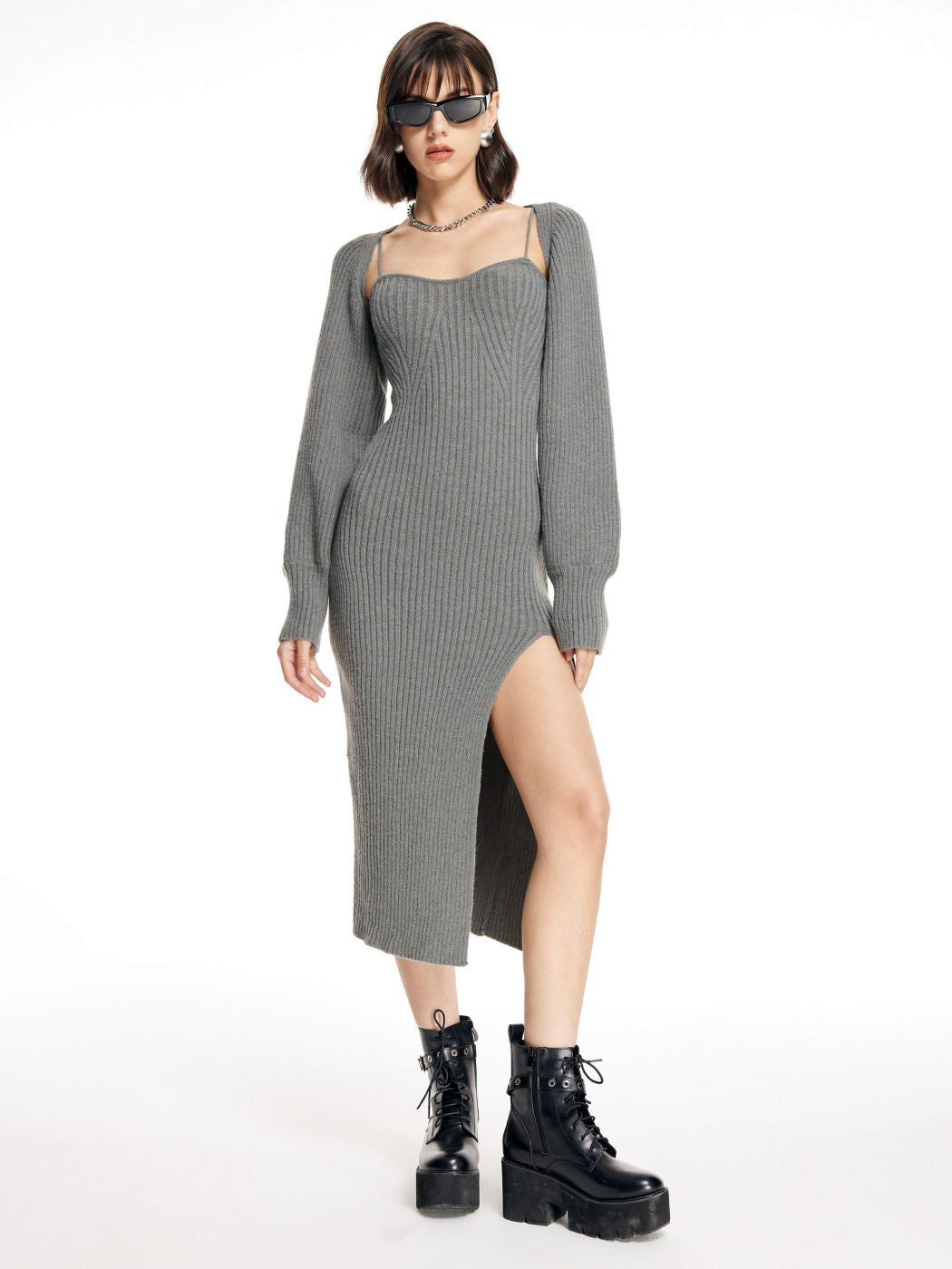 Raphaela™ | Gestricktes Midikleid &amp; Crop Top