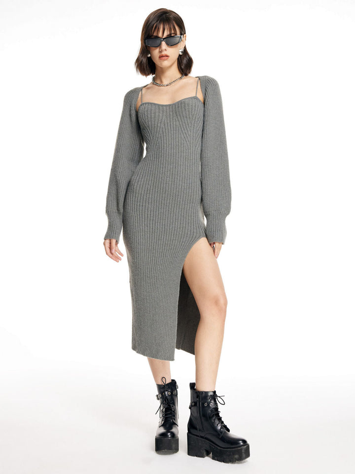 Raphaela™ | Gestricktes Midikleid &amp; Crop Top