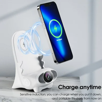 Wireless charger 15 W | Fast charging &amp; phone holder | With aromatherapy &amp; sound enhancement