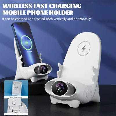 Wireless charger 15 W | Fast charging &amp; phone holder | With aromatherapy &amp; sound enhancement