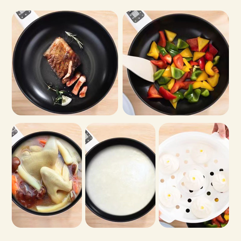 Elektrischer Multikocher 3–4 L | Braten, Schmoren, Dämpfen &amp; Kochen | Antihaft, Timer 1–12 h | Kompakt mit Warmhalten