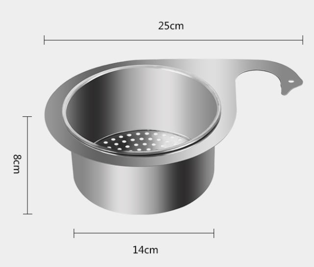 Triangular Stainless Steel Sink Organizer | Corner design for more space | Filters food residues to prevent drain clogs | Drains quickly