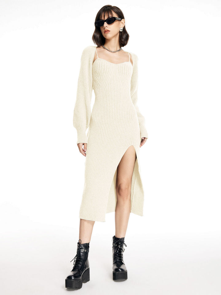 Raphaela™ | Gestricktes Midikleid &amp; Crop Top