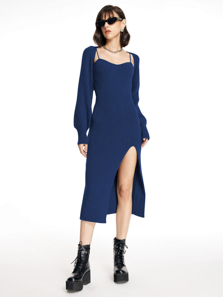 Raphaela™ | Gestricktes Midikleid &amp; Crop Top