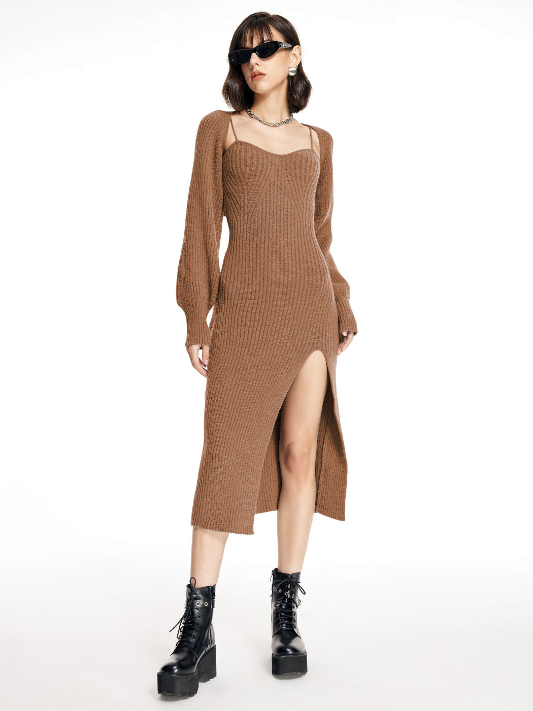 Raphaela™ | Gestricktes Midikleid &amp; Crop Top