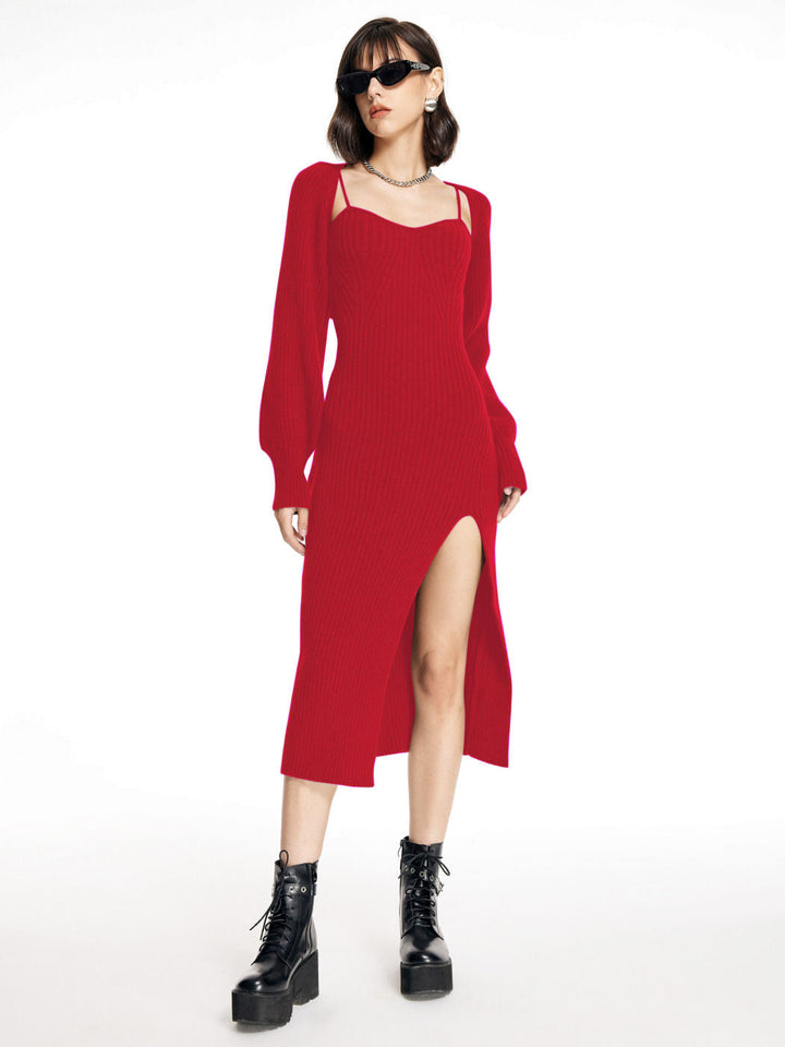 Raphaela™ | Gestricktes Midikleid &amp; Crop Top