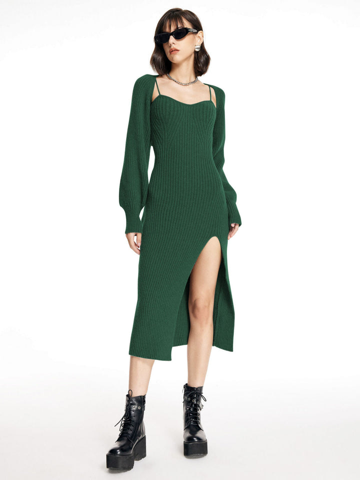 Raphaela™ | Gestricktes Midikleid &amp; Crop Top