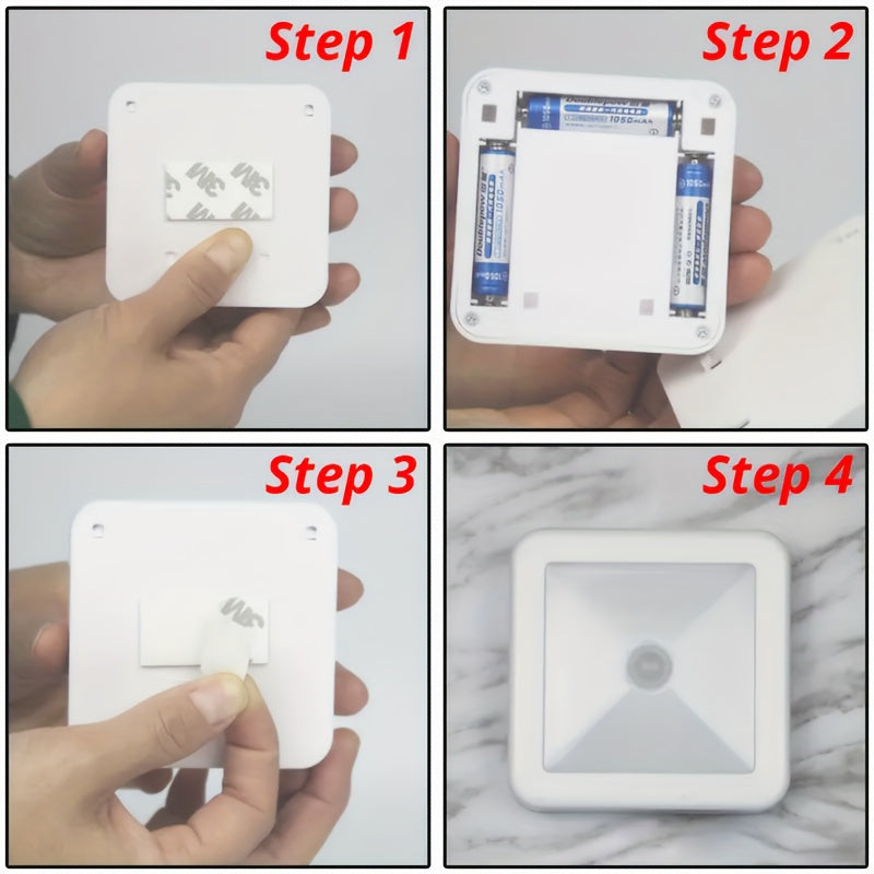 LED Nachtlicht mit Bewegungsmelder und PIR-Sensor | Kabellose Nachtlampe mit Batteriebetrieb für Flur, Schlafzimmer und Bad