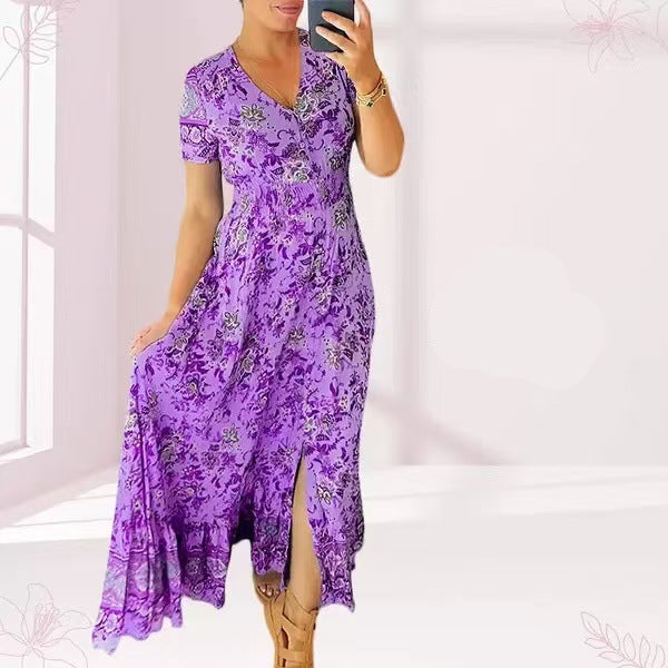 Vestito estivo aderente in misto cotone elasticizzato | scollo a V per linea femminile | comodo e versatile | taglie XS–5XL