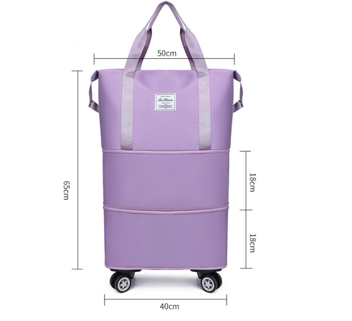 Travel organizer suitcase with compartment system | Expandable storage + optional wheels | Organized packing | Colors Black/Purple/Pink/Blue