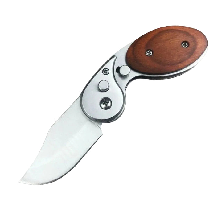 Mini Taschenmesser mit Holzgriff | Kompaktes Klappmesser mit Druckknopf für Outdoor, Camping &amp; Alltag