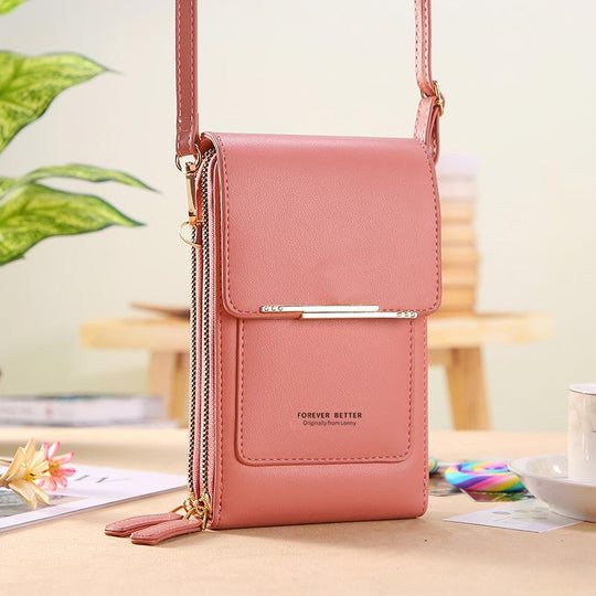 Umhängetasche | Touchscreen Handytasche mit Fenster für Smartphone und Alltag