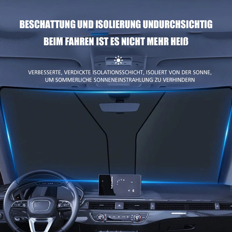 Car Windshield Sunshade Medium Size | UV &amp; Heat Protection for Small Cars | Foldable with Bag | Includes Steering Wheel Cover