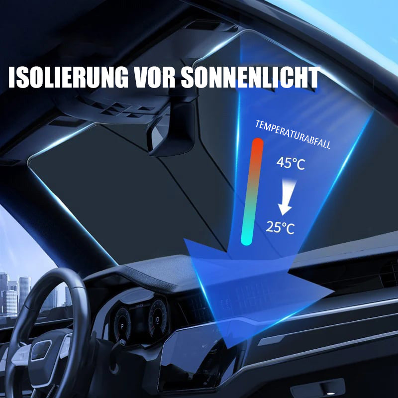 Car Windshield Sunshade Medium Size | UV &amp; Heat Protection for Small Cars | Foldable with Bag | Includes Steering Wheel Cover