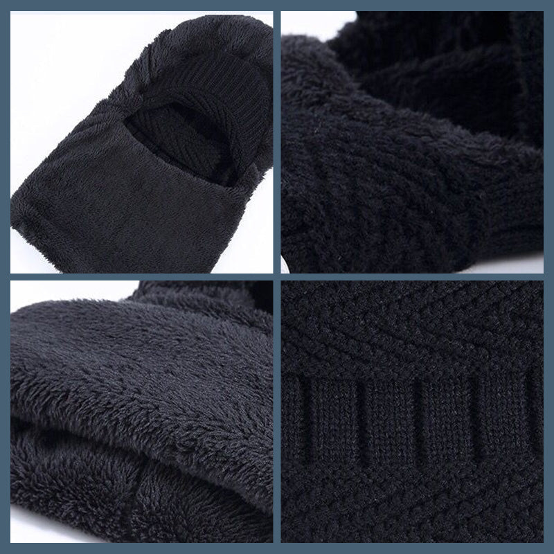 Winter beanie with mask | Thickened &amp; lined | Knit hat with neck protection