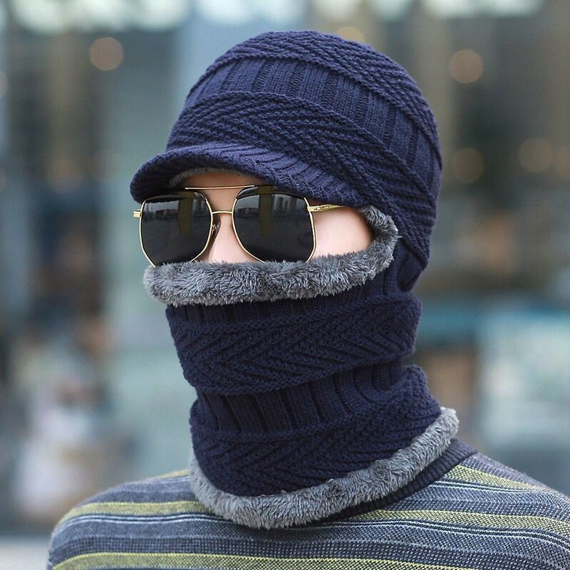 Winter beanie with mask | Thickened &amp; lined | Knit hat with neck protection