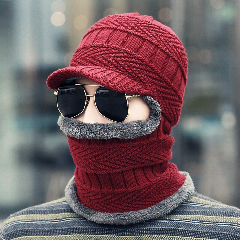 Winter beanie with mask | Thickened &amp; lined | Knit hat with neck protection