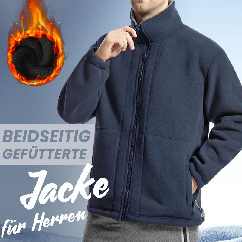 Herren Fleecejacke | Warme Jacke mit doppelseitigem Fleece, Stehkragen und durchgehendem Reißverschluss