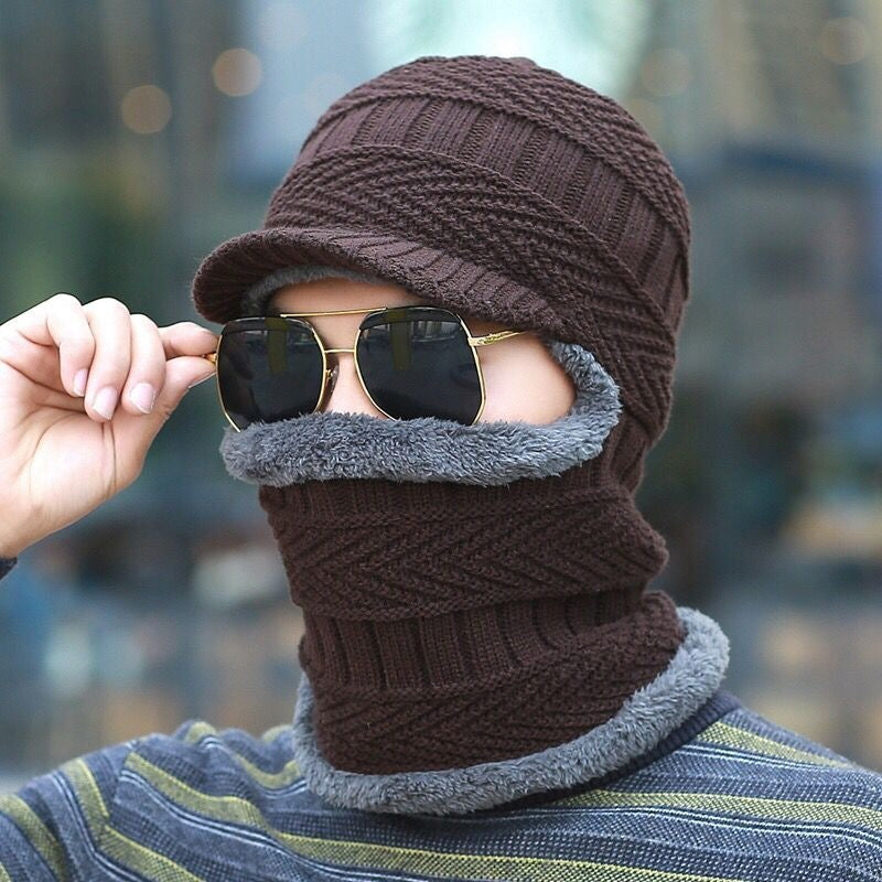 Winter beanie with mask | Thickened &amp; lined | Knit hat with neck protection