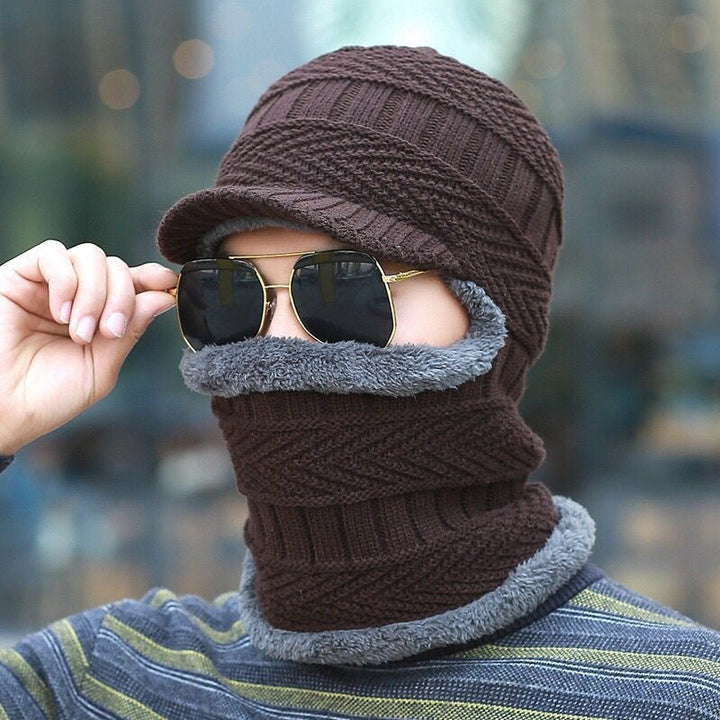 Winter beanie with mask | Thickened &amp; lined | Knit hat with neck protection
