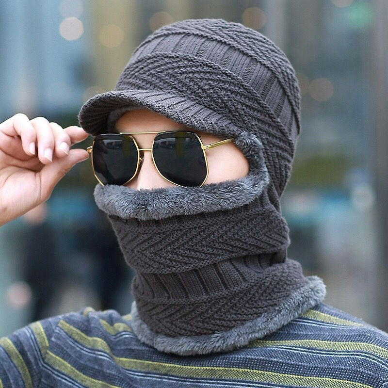 Winter beanie with mask | Thickened &amp; lined | Knit hat with neck protection