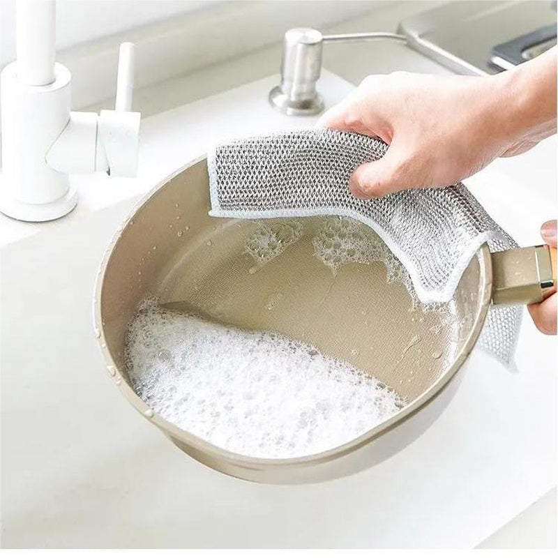 Wire Cleaning Cloths 20×20 cm | Strong Grease Dissolving Power, Quick-Drying &amp; Reusable | For Pots, Pans, Stove &amp; Grill | 5+5 Free