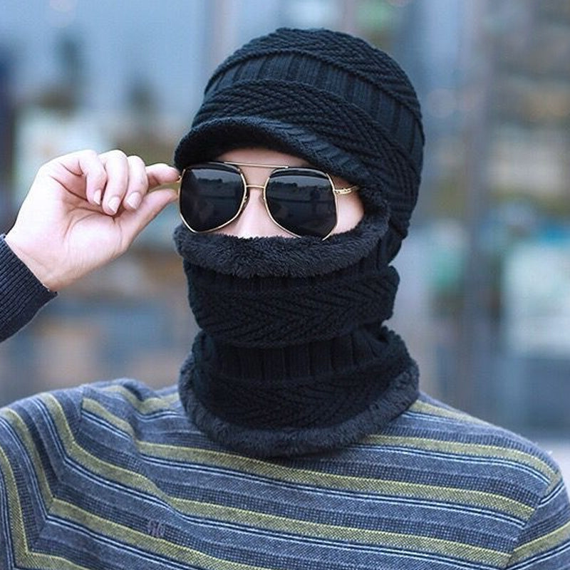 Winter beanie with mask | Thickened &amp; lined | Knit hat with neck protection