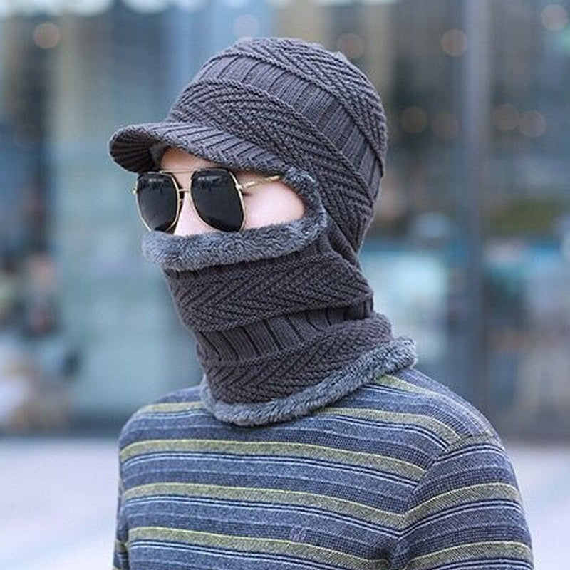 Winter beanie with mask | Thickened &amp; lined | Knit hat with neck protection