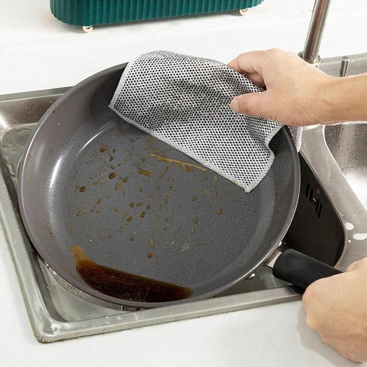Wire Cleaning Cloths 20×20 cm | Strong Grease Dissolving Power, Quick-Drying &amp; Reusable | For Pots, Pans, Stove &amp; Grill | 5+5 Free