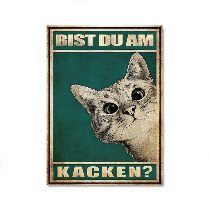 Katze Leinwandbild lustig | Baumwoll-Canvas mit Premium-Tinte | Witziger Blickfang für Wohnzimmer, Büro &amp; Geschenkidee