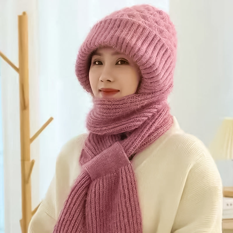 Damen Winterset | Warme Mütze mit passendem Schal aus weichem Polyester