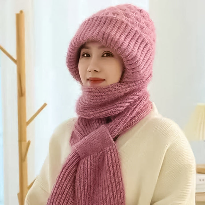 Damen Winterset | Warme Mütze mit passendem Schal aus weichem Polyester