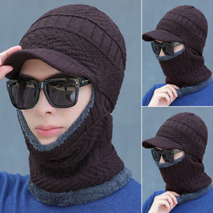 Winter beanie with mask | Thickened &amp; lined | Knit hat with neck protection