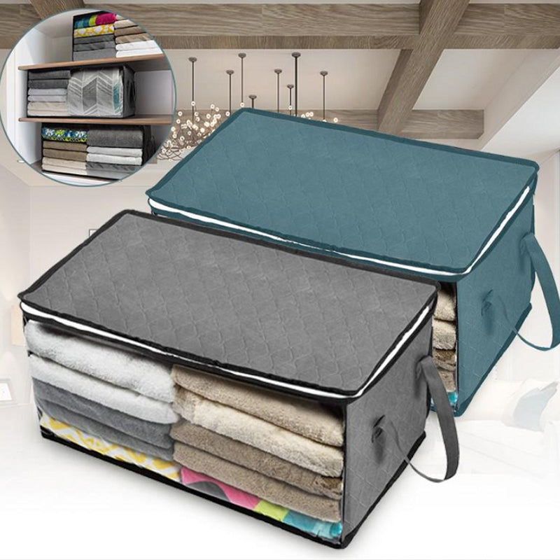 Faltbare Aufbewahrungsbox für Kleidung 58×31×30 cm | Vliesstoff mit Sichtfenster &amp; Reißverschluss | Für Decken, Bettwäsche &amp; Schrank