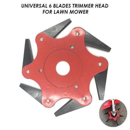 Tête de coupe en acier 6 lames | Alésage 25,4 mm (1"), acier manganèse 65Mn | Coupe à 360° pour mauvaises herbes et herbe | Compatible avec de nombreux débroussailleuses
