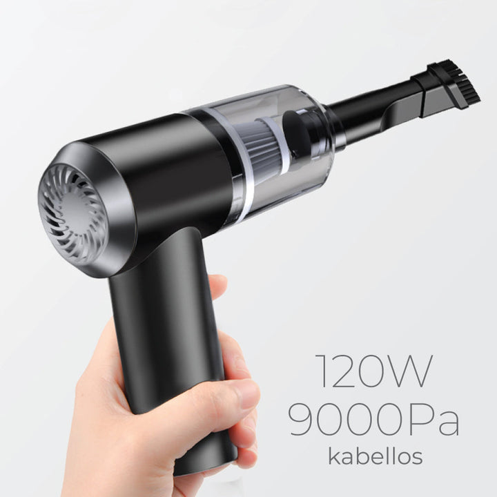 Kabelloser Akku-Staubsauger 3-in-1 | Kompakter Handstaubsauger mit Saug- und Blasfunktion für Auto und Haushalt