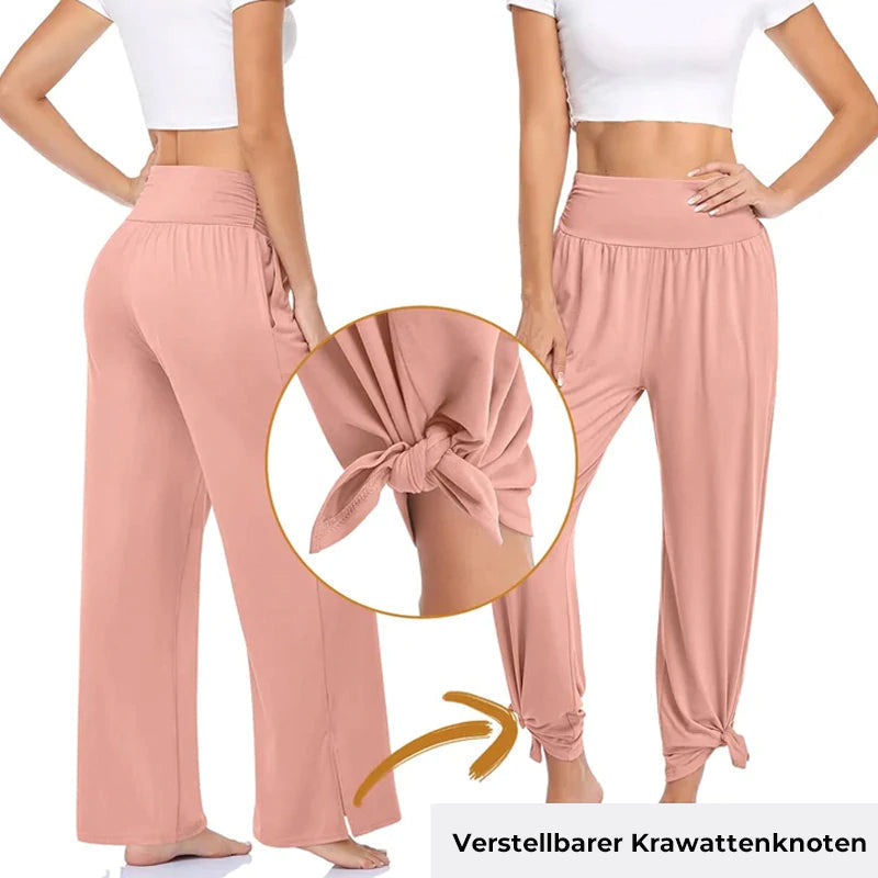 Damen Palazzo Hose | Lässige Hose mit weitem Bein und Taschen