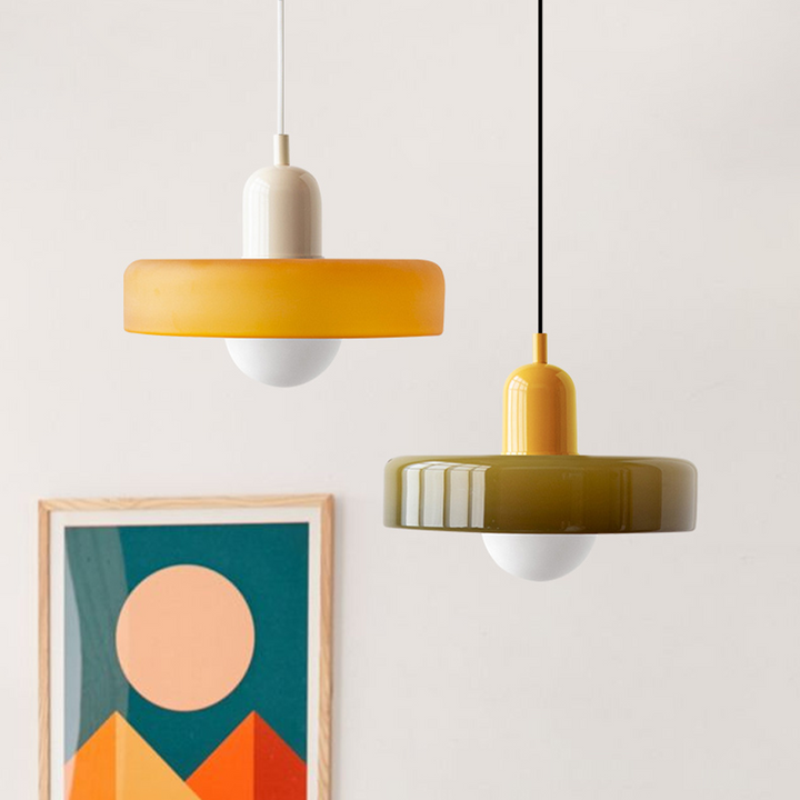 Suspension en métal et verre avec effet vitrail | Ø25/Ø35 cm, douille G9 | Suspension réglable | Aspect cristal