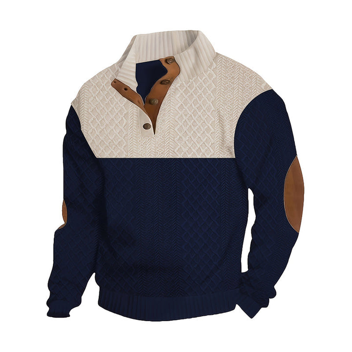 Herren Pullover | Knopfleiste mit Farbblockdesign &amp; lockerer Passform für Alltag und kühle Tage