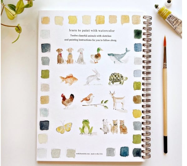 Aquarell-Arbeitsbuch für Anfänger | Malbuch mit 12 Motiven, Schritt-für-Schritt-Anleitungen und hochwertigem Aquarellpapier