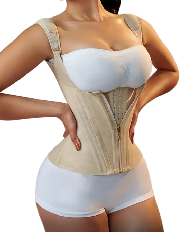 Damen Shapewear Body mit Korsett | Figurformender Body Shaper mit Bauchkontrolle, Frontverschluss &amp; verstellbaren Trägern