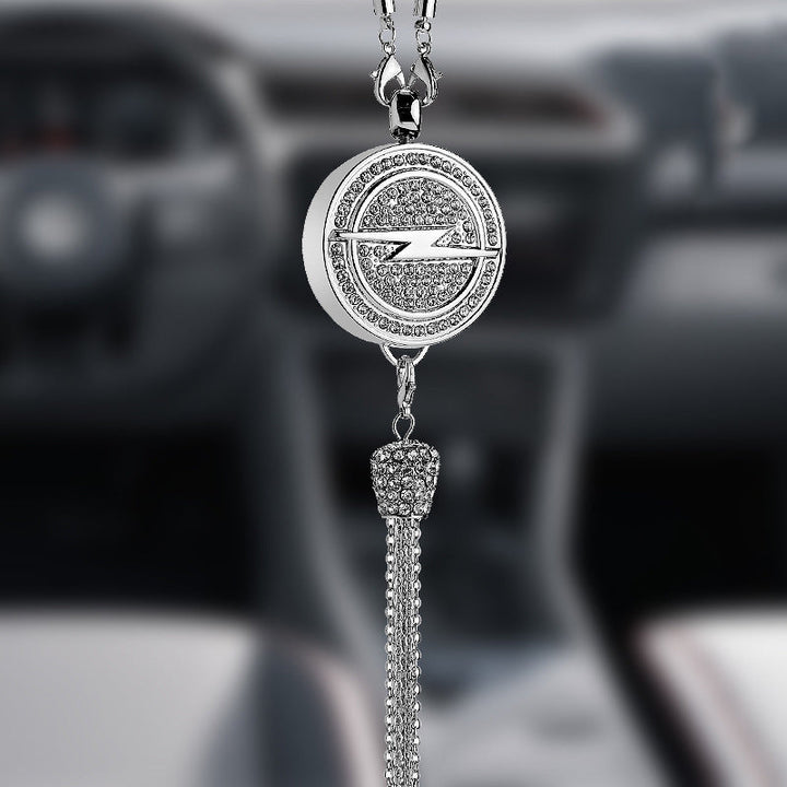 Car Rearview Mirror Pendant with Crystal | Zinc alloy &amp; rhinestones | Sparkling decoration with scent pendant, gift idea