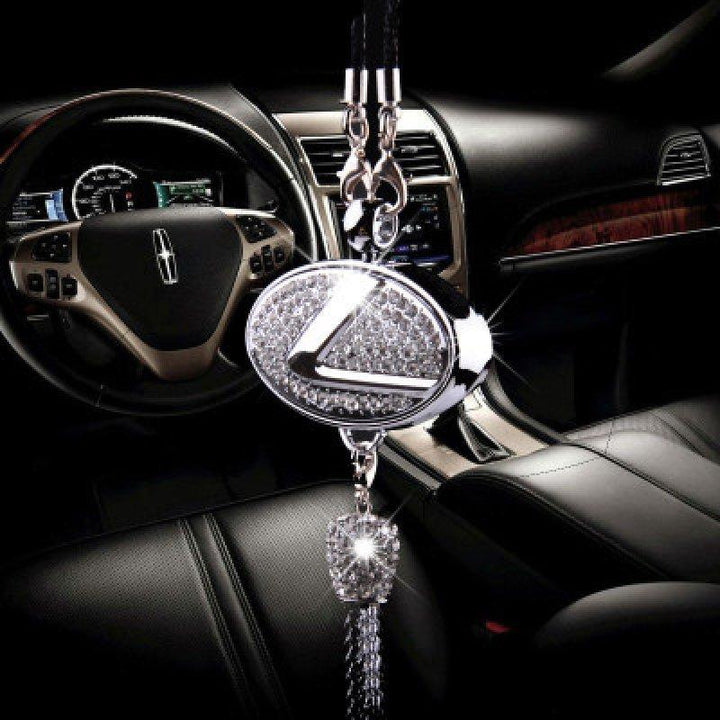 Car Rearview Mirror Pendant with Crystal | Zinc alloy &amp; rhinestones | Sparkling decoration with scent pendant, gift idea