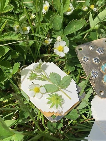 Mikro-Blumenpresse | Handgefertigt aus Silber &amp; Messing | Inkl. 10 Blätter Herbarium-Papier