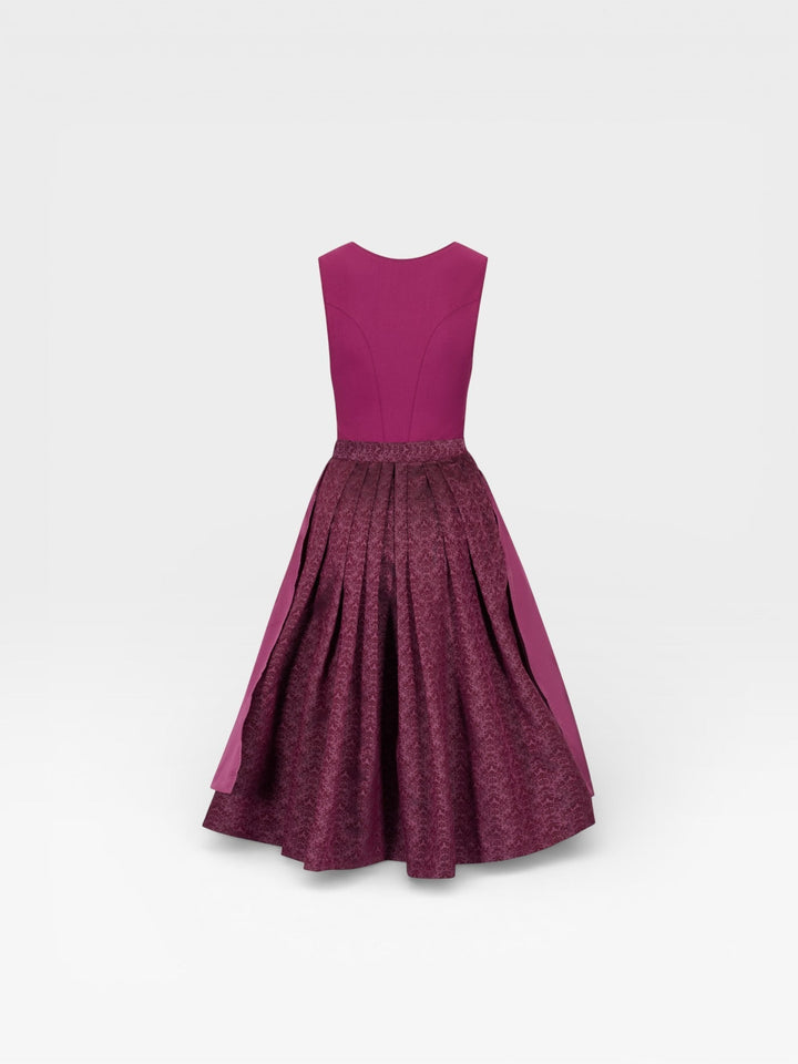 Dirndl Midi Damen | Elegantes Dirndl mit 70 cm Rocklänge, klarem Mieder und schimmernder Schürze für Festanlässe
