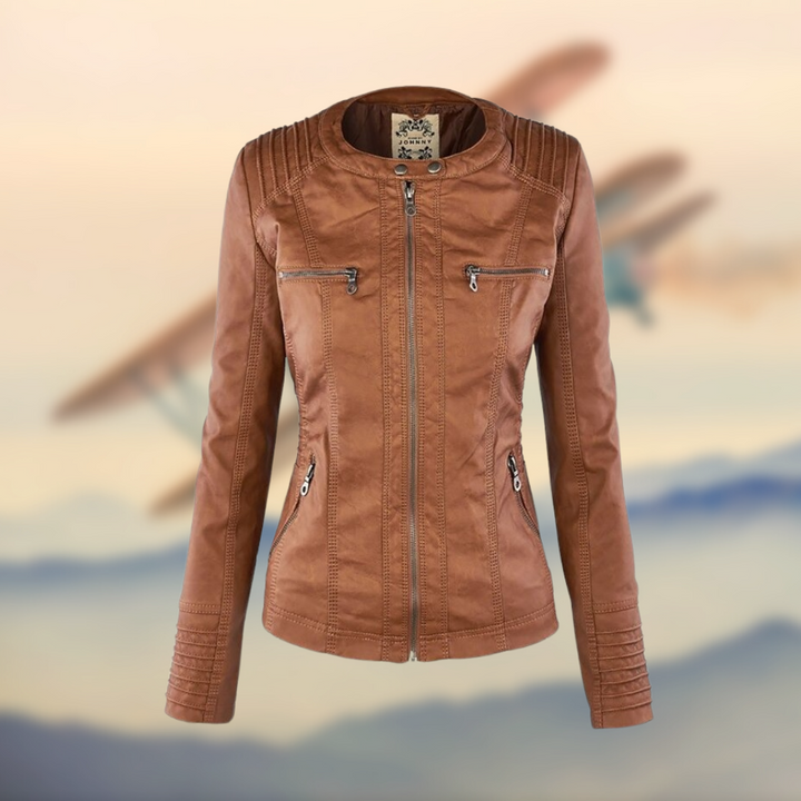 Fritz Damen Lederjacke mit Kapuze | Warm &amp; Elegant | Wasserabweisend &amp; Winddicht | Stylischer Winterbegleiter